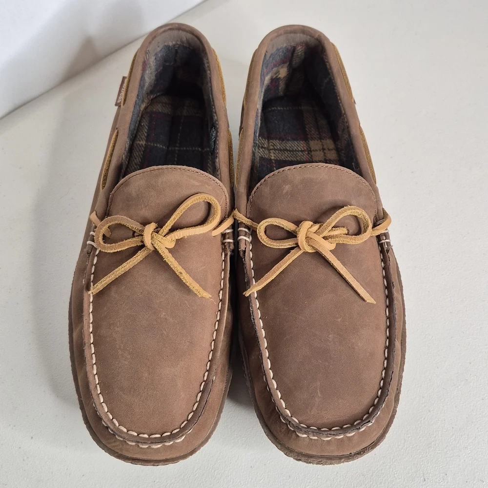 L.L. Bean Handsewn Flannel Lined Slippers - Size 10
